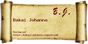Bakai Johanna névjegykártya